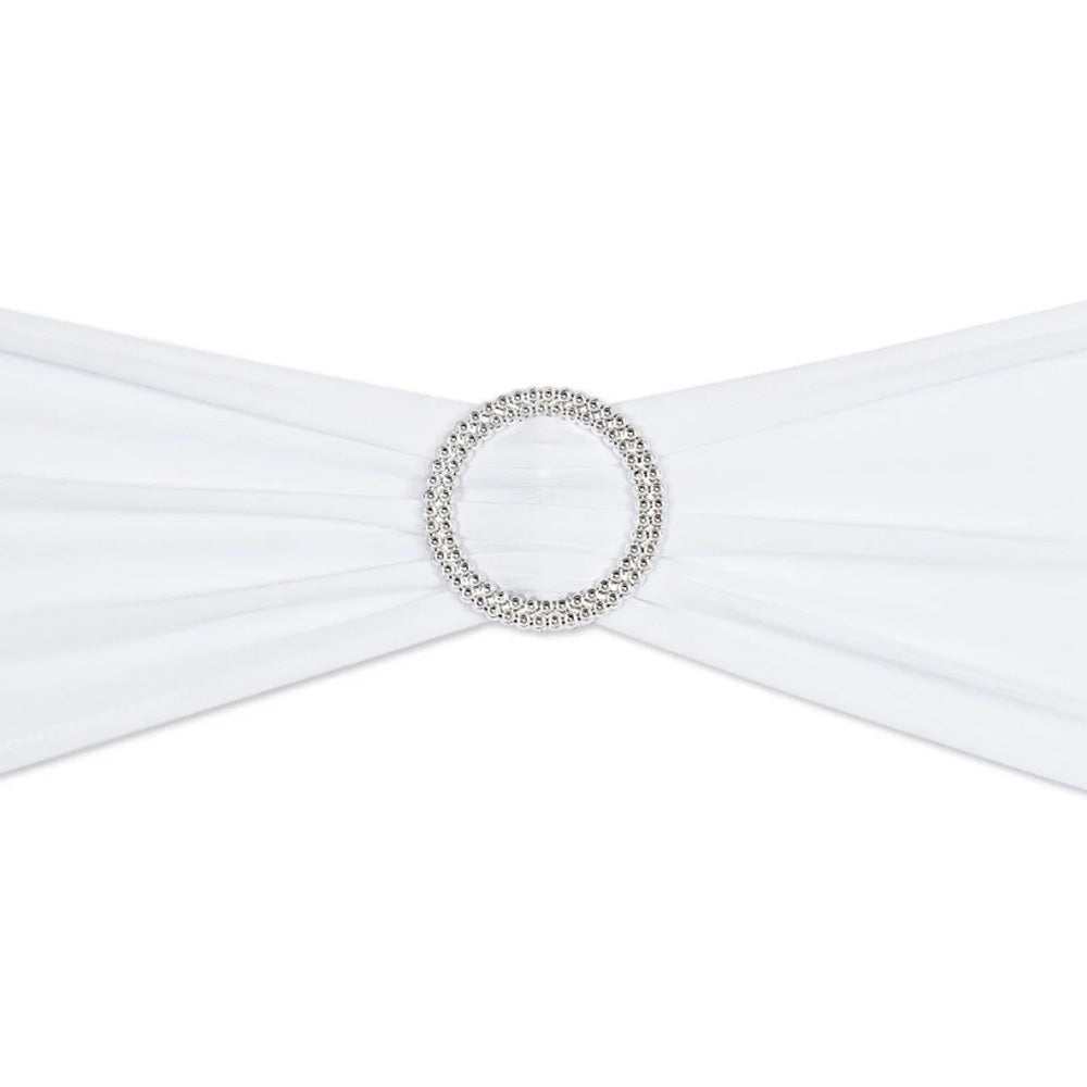 30 Pieces Elastic Chair Sashes Bows with Buckle Spandex Chair Bands - White