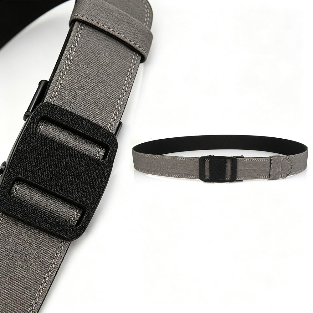 Double Layer Thickened Tactical Belt with Automatic Buckle - Grey