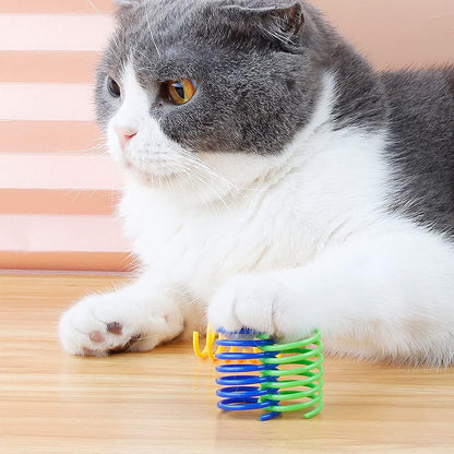 40Pcs Cat Spring Toys Colorful Cat Spiral Bouncy Toys Interactive Toys for Cats and Kittens