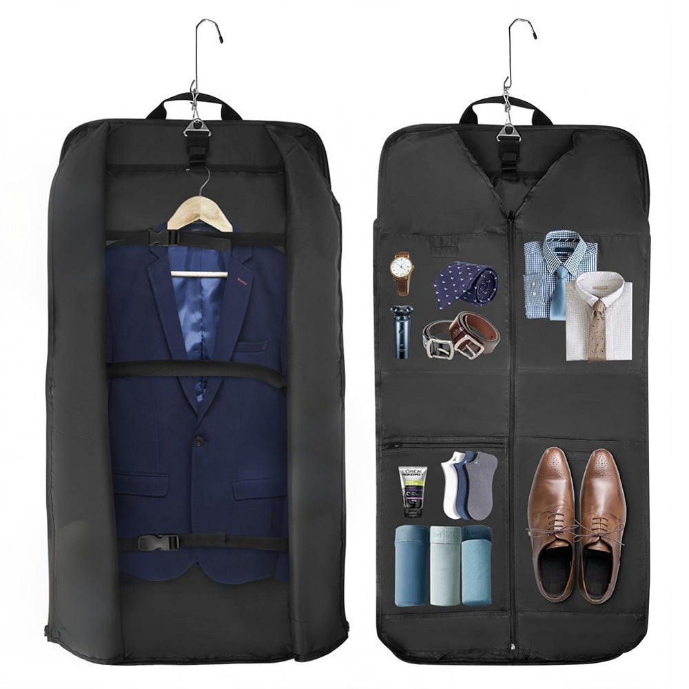 Foldable Garment Bag with Hanger and Shoulder Strap - Navy
