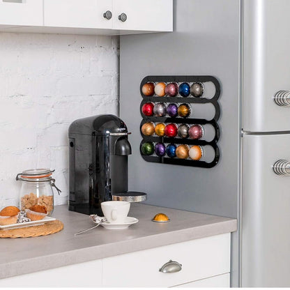 Magnetic Wall Mounted Coffee Pod Rack for Nespresso Vertuo Capsules Capsule Holder Black