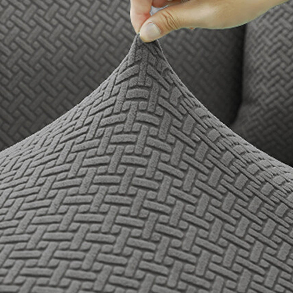 Elastic Full-Cover T-Shaped Jacquard Universal Sofa Slipcover for 1-4 Seater-Grey