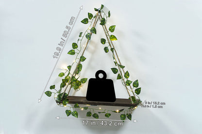 2Pcs Artificial Ivy LED Strip Wall Hanging Shelves Macrame Shelf For Bedroom