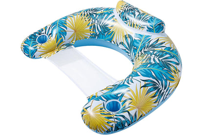 Inflatable Pool Float Chair Thickened Inflatable Pool Floating Bed Pool Hammock for Adults Swimming Pool Toys-Style2: Medium-colored leaf lounge chair