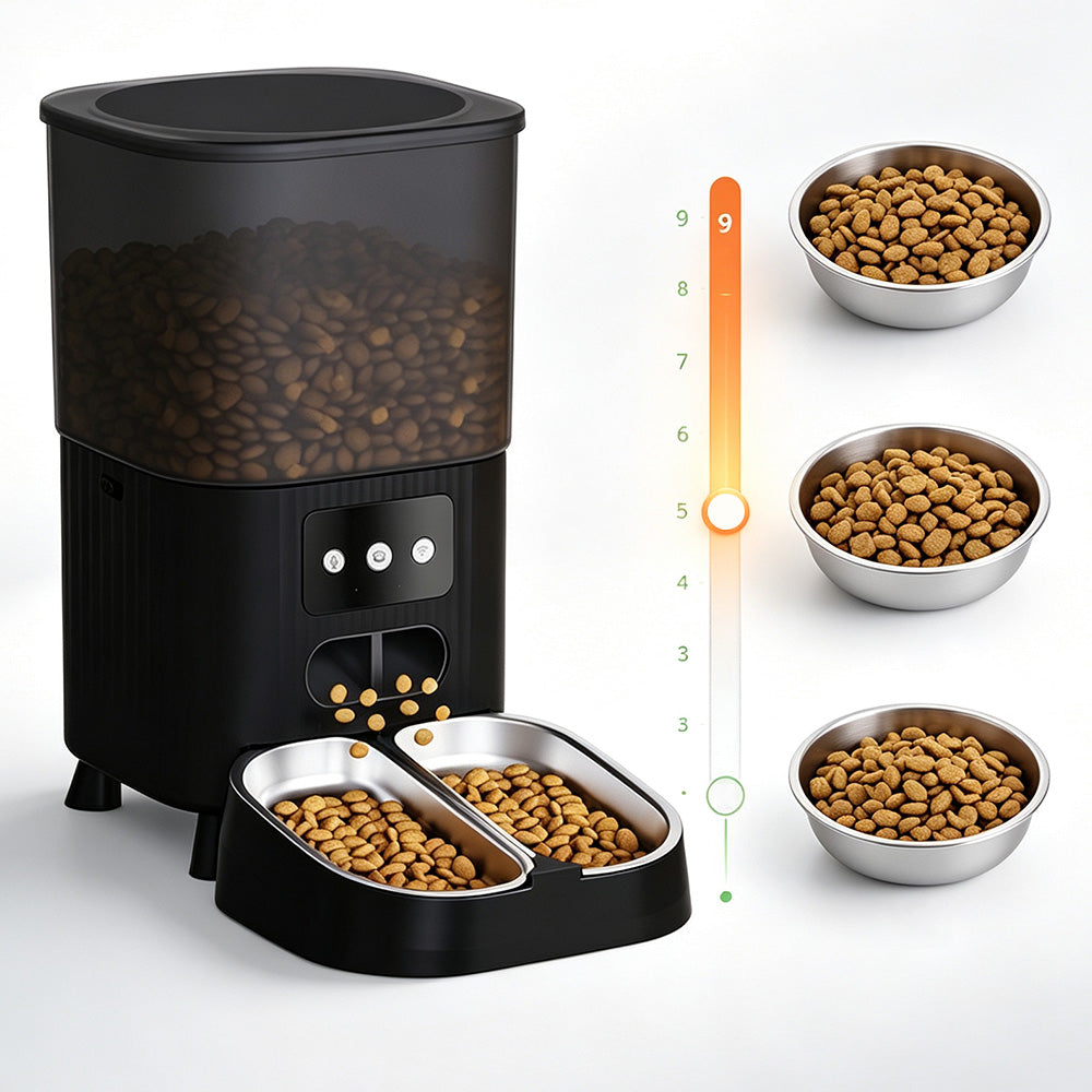 4.5L Automatic Cat Feeders with 2 Bowls and Timer-Black