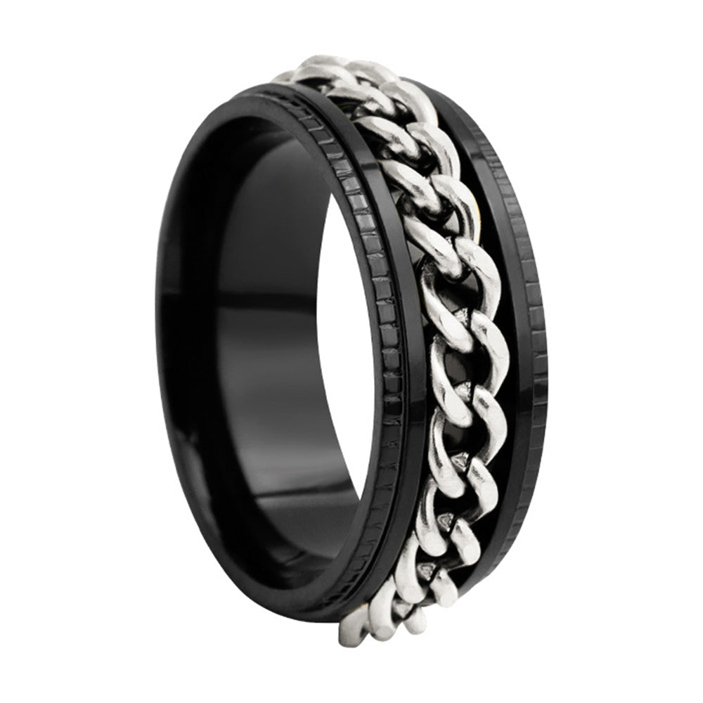 Fidget Spinner Ring for Anxiety Relief Stainless Steel for Adults & Teens Black and Silver