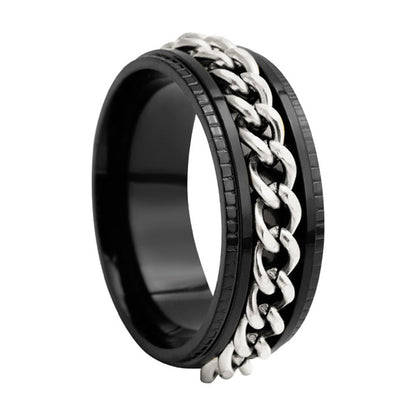 Fidget Spinner Ring for Anxiety Relief Stainless Steel for Adults & Teens Black and Silver