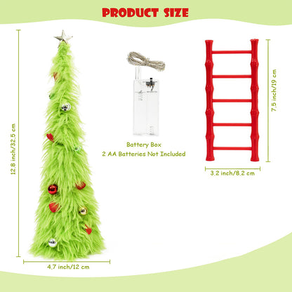 Bendable Desktop Christmas Tree with Lights and Mini Ladder -Star