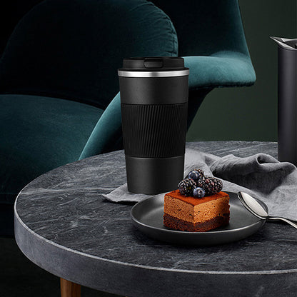 Stainless Steel Vacuum Insulated Coffee Mug Thermal Cup With Splash Proof Sliding Lid-Black