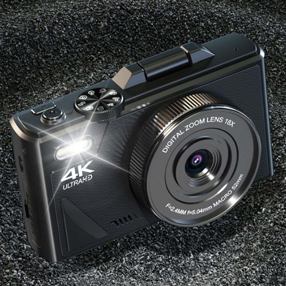 4K Digital Camera WiFi Vlogging Camera with 180 Degree Flip Screen Black