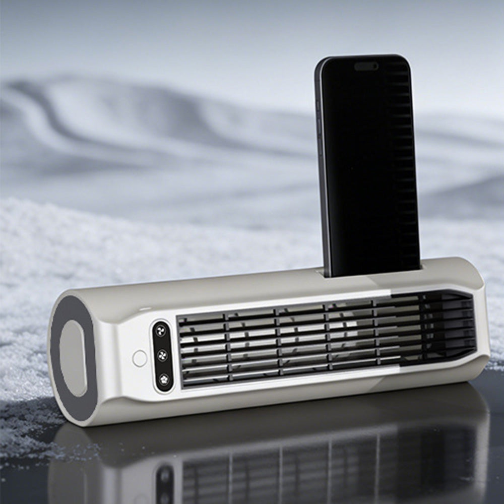 USB Bladeless Tower Fan For Wall Floor And Desk Use - White