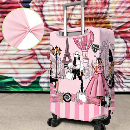 Stretch Luggage Cover for Suitcase Elastic Washable Suitcase Covers-White Dress Girl