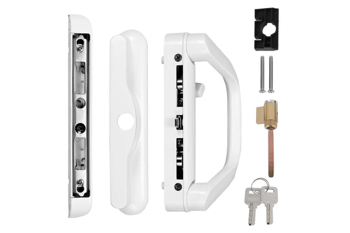 Sliding Door Lock Handle Security Door Locks Set With Keys-White Color