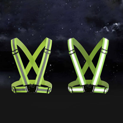 2Pcs Adjustable Reflective Vests and 4 Bands High-Visibility Elastic Gear for Night Running Cycling Green