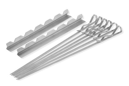 2Sets of 6Pcs Stainless Steel BBQ Skewer Rack Set with 2Pcs Holders for Meat and Vegetables