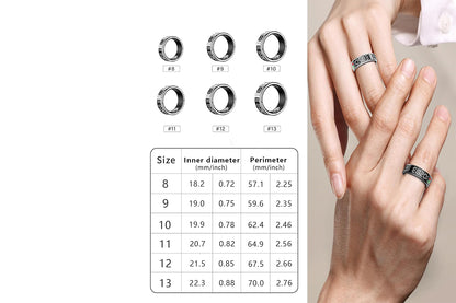 Smart Ring Health Ring Fitness Tracker Ring for Heart Rate Blood Oxygen-Silver