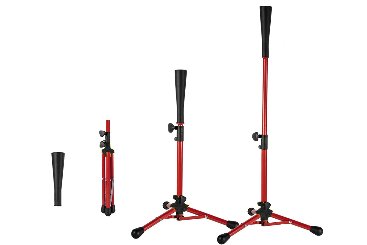 Baseball Softball Tee Batting Tee for Hitting Tripod Tanner Tee for Baseball Practice-Red