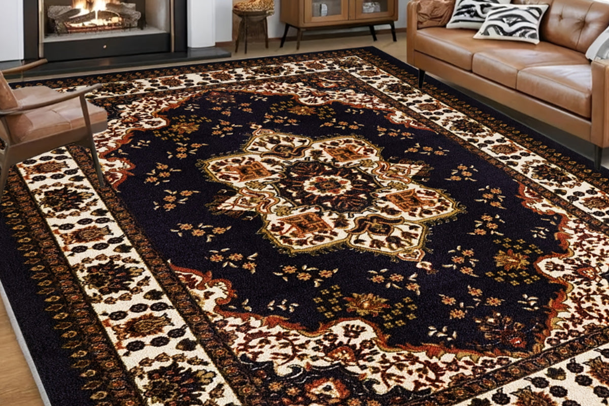 Vintage Boho Rug Non-Slip Floor Carpet - Brown