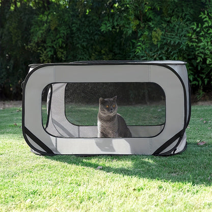 Portable Car Seat Pet Kennel Pop Up Dog Cat Tent Bed Grey