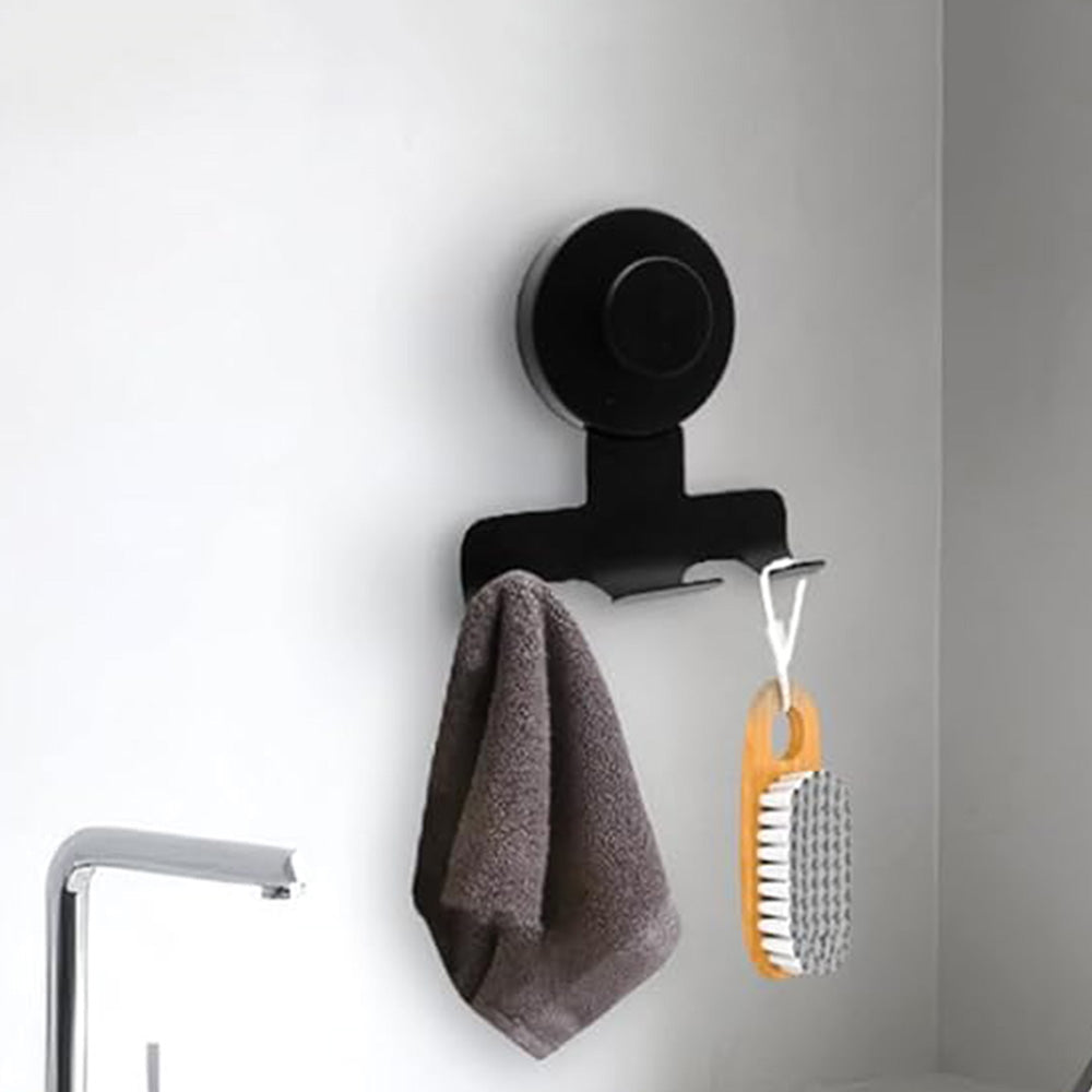 Stainless Steel Suction Cup Razor Holder Wall Mounted Bathroom Shaver Hook-Black