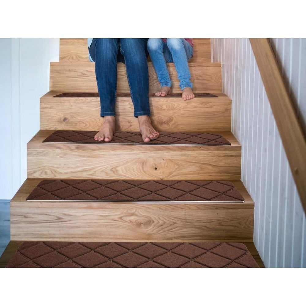 8Pcs Stair Treads for Wooden Steps Non-Slip Stairs Runner for Elders and Pets-Brown