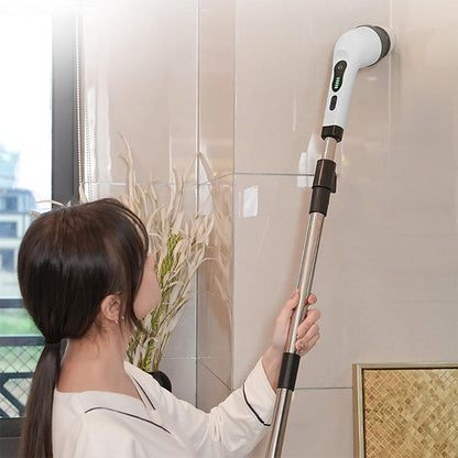 Cordless Electric Spin Scrubber with 9 Replaceable Brush Heads and Extendable Pole for Home Use