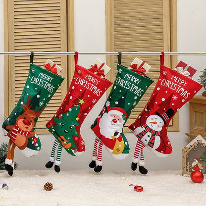 4 Pcs Christmas Stockings Candy Bags Fireplace Hanging Holiday Xmas Decor