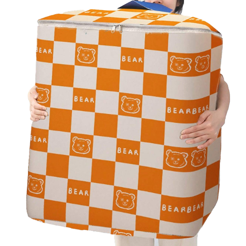 Large Capacity Storage Bin Non-Woven Fabric Quilt Storage Bag Wardrobe Organizer Orange