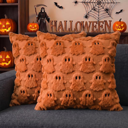 Cute Halloween Ghost Pillow Cover for Living Room - Orange