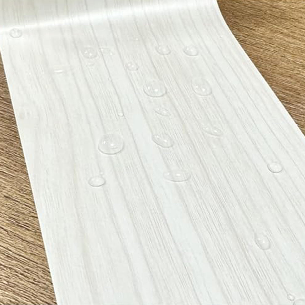 Peel and Stick Wood Grain Border Waterproof Sticker Self Adhesive for Wall-white