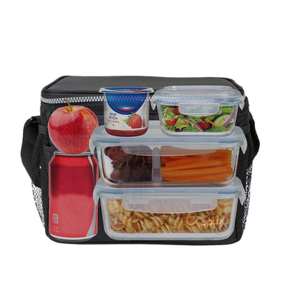Insulated Lunch Bag Large Capacity with Shoulder Strap-Black