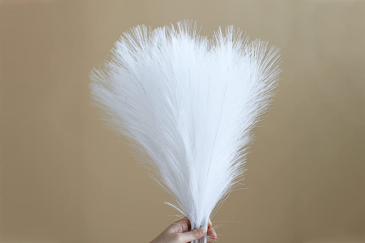 4pcs Faux Pampas Grass Boho Room Decor Flowers Bunches for Wedding Party-White
