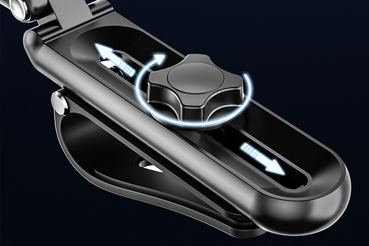 360 Rotating Car Phone Stand Multifunction Car Sun Visor Phone Holder -Black