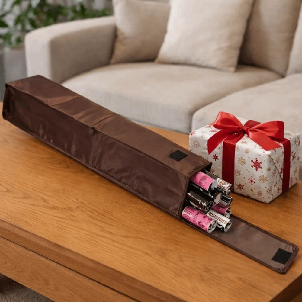 Wrapping Paper Storage Bag with Pocket for 9 Christmas Gift Wrap Rolls - Coffee