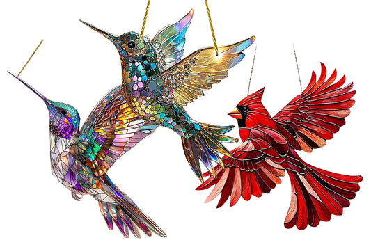 3Pcs Colorful Spirit Birds Sherum Spirit Birds Hanging Ornament Sun Catcher Stained Birds