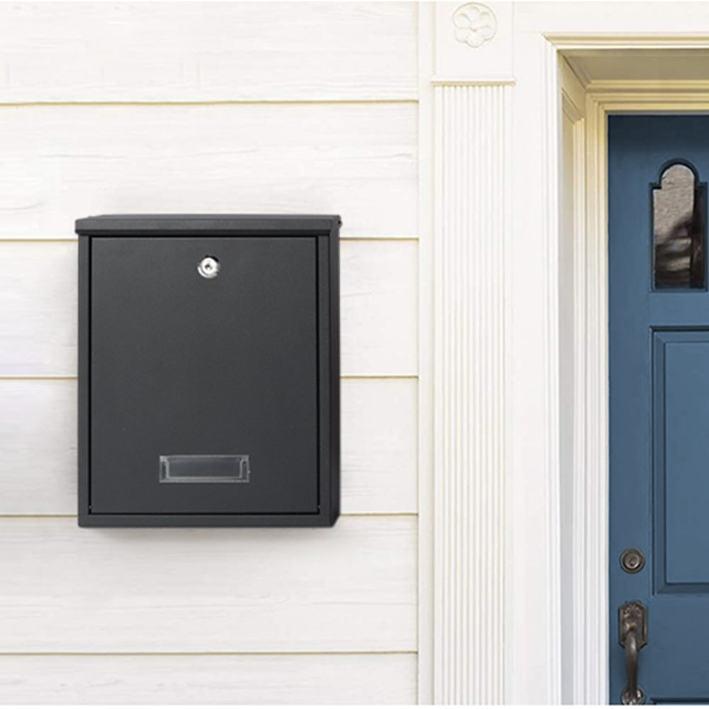 Wall Mounted Locking Mailboxes Key Lock Metal Mail Box Black