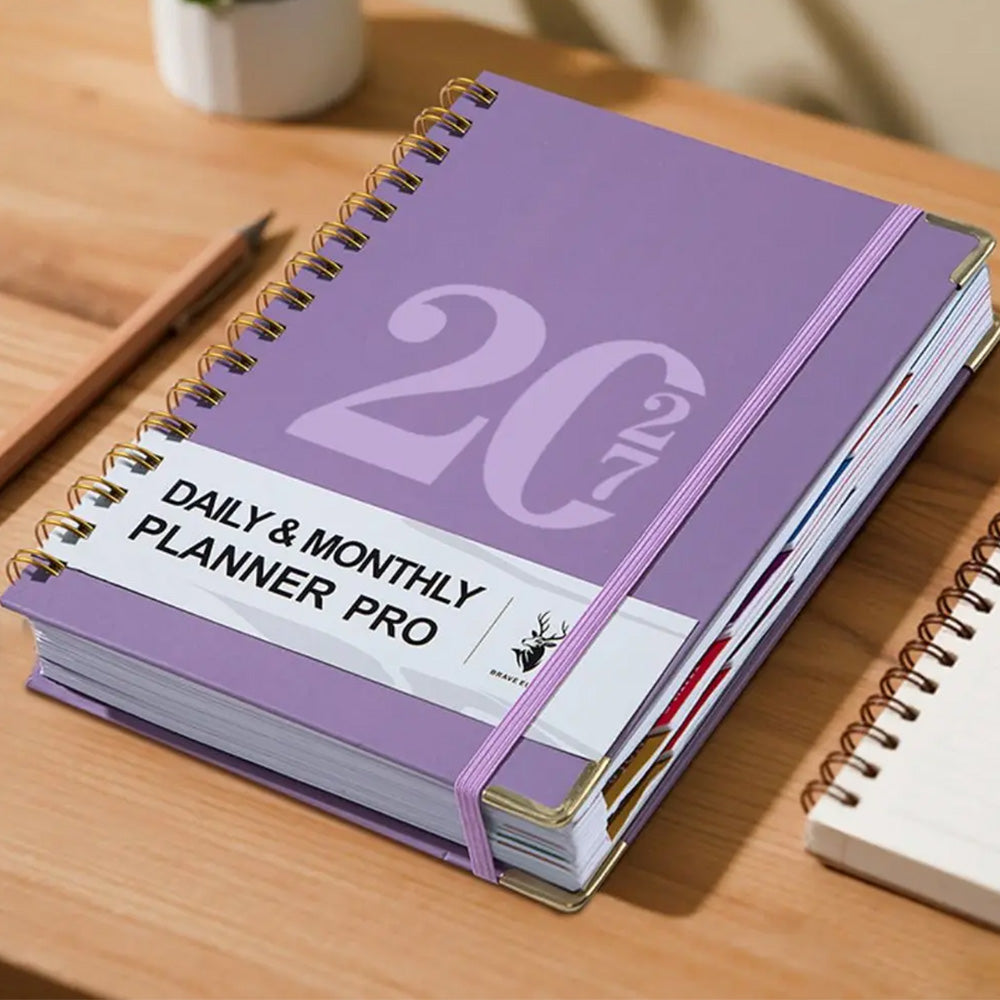 2027 A5 Hardcover Weekly Planner Calendar Notebook January to December - Purple