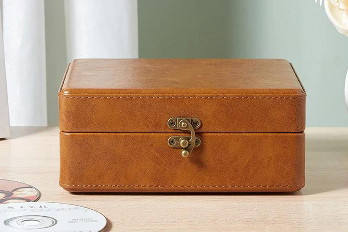 Retro Suitcase CD Player Bluetooth Vintage Desktop CD Player with Speaker-Brown