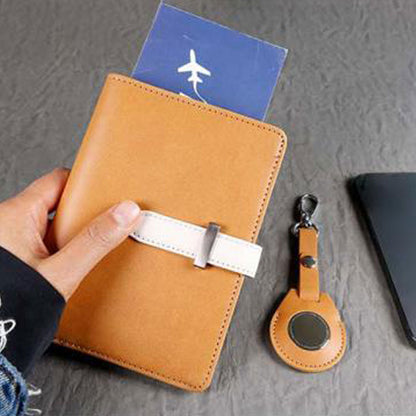 RFID Blocking Passport Wallet Travel Passport Card Case with Airtag Holder Brown