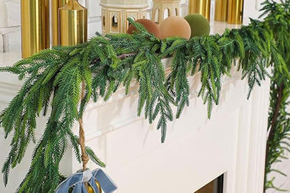 Christmas Norfolk Pine Garland Greenery Garland For Home Decor Fireplace