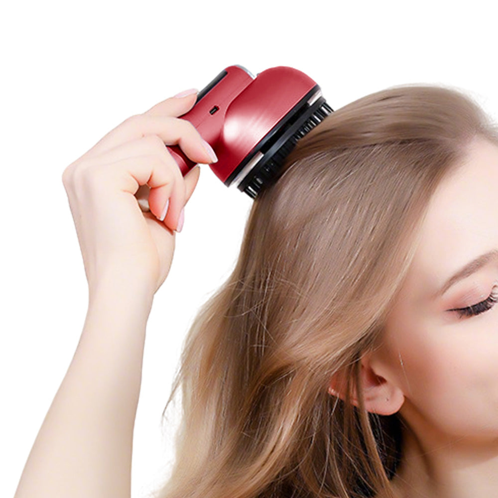 Wireless Electric Hair Comb with Vibration and Oil Mist Spray-Red