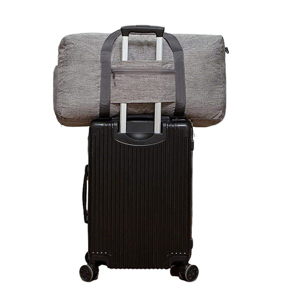 Large Foldable Travel Duffel Bag Carry-On Shoulder Bag with Shoe Compartment Grey