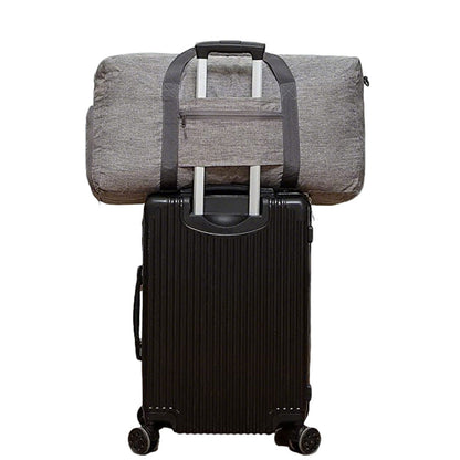 Large Foldable Travel Duffel Bag Carry-On Shoulder Bag with Shoe Compartment Grey