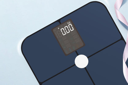 Smart Digital Bathroom Body Fat Scale 180KG Bluetooth Scales Weight for BMI Water-Navy Blue