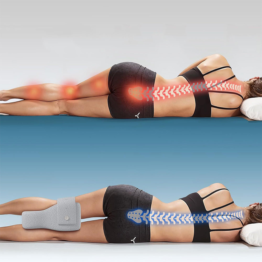 Memory Foam Knee Pillow for Side Sleepers Leg Pillow with Adjustable Strap Gray