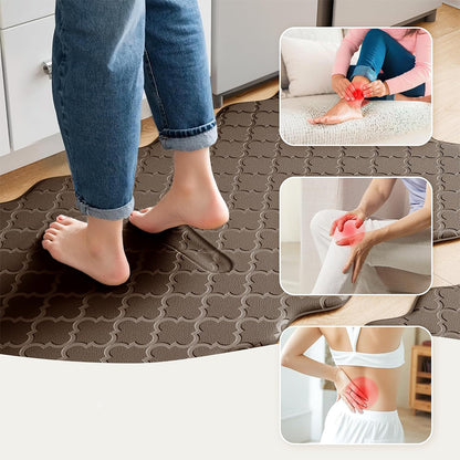 2Pcs PVC Kitchen Mat Set-Brown