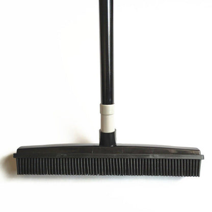 Rubber Broom for Pet Hair Car Windows Cleaning Long Handle Squeegee Black