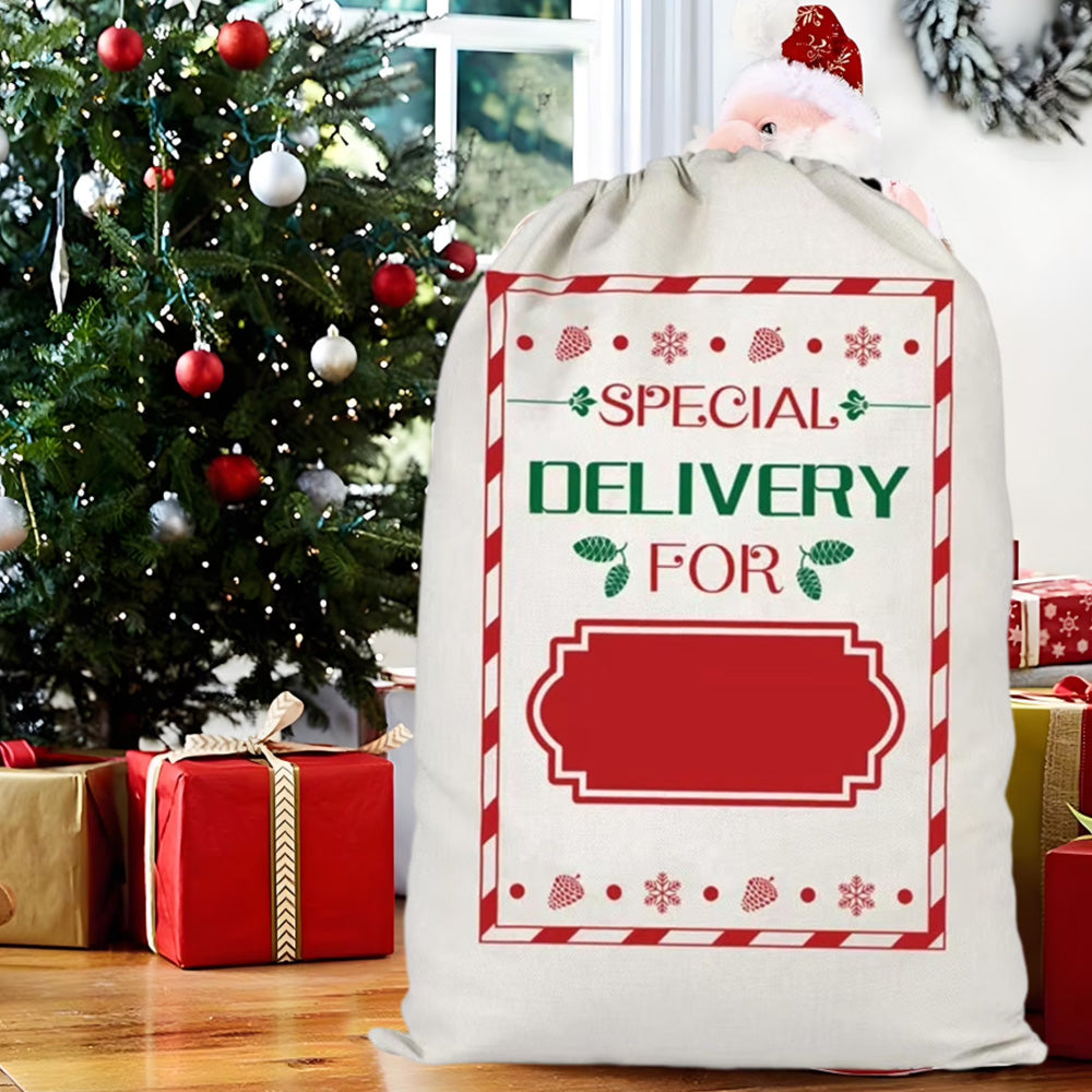 Christmas Gift Canvas Bags Santa Sacks with Drawstring Closure Style 3