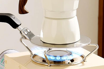 Induction Hob Converter Plate 13cm Induction Adapter Plate for Moka Pot Heat Diffuser Plate -Heat Plate and White Moka Pot