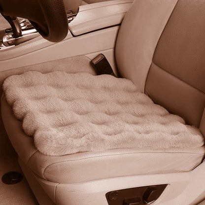 3Pcs Faux Fur Plush Car Seat Cushion Set Non Slip Seat Protector for Winter-Khaki